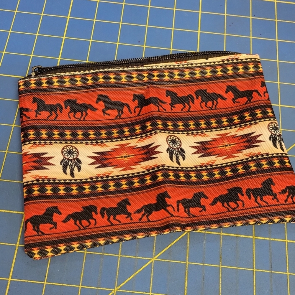 Southwestern Horse West Dreamcatcher 8.5" x 6.5" Zip Bag NEW